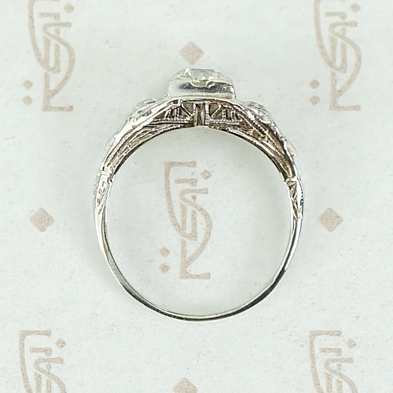 Deco Old European Diamond and Filigree Ring