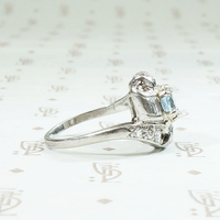 Aquamarine & Diamond Deco Cocktail Ring in Platinum