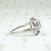 Aquamarine & Diamond Deco Cocktail Ring in Platinum