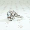 Aquamarine & Diamond Deco Cocktail Ring in Platinum