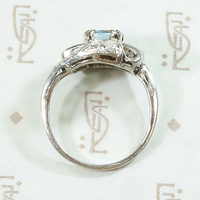 Aquamarine & Diamond Deco Cocktail Ring in Platinum