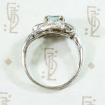 Aquamarine & Diamond Deco Cocktail Ring in Platinum