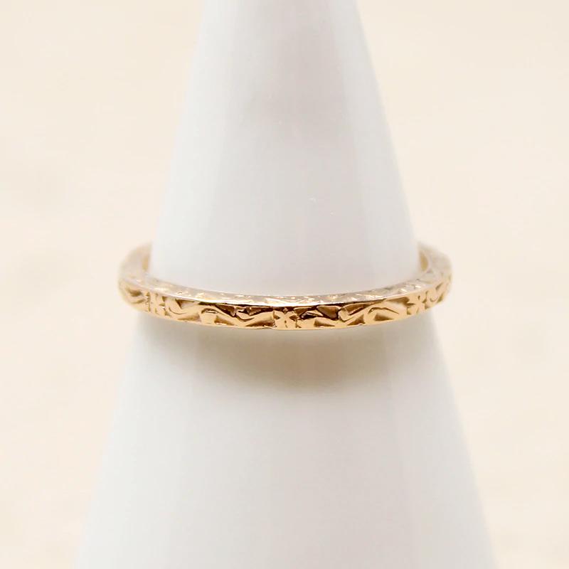 Engraved Art Deco Style Recycled Gold Wedding Band