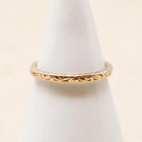 Engraved Art Deco Style Recycled Gold Wedding Band