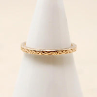 Engraved Art Deco Style Recycled Gold Wedding Band