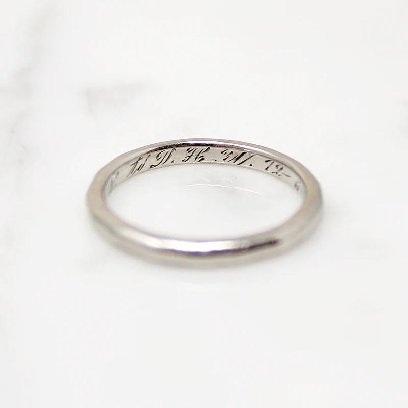 Softly Faceted Platinum Wedding Band