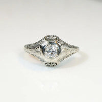 Filigreed Diamond Solitaire with Fine Engraving