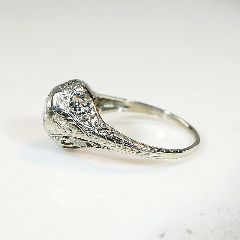 Filigreed Diamond Solitaire with Fine Engraving