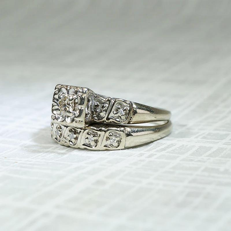 Sweet Diamond Wedding Set in White Gold