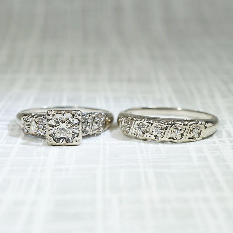 Sweet Diamond Wedding Set in White Gold