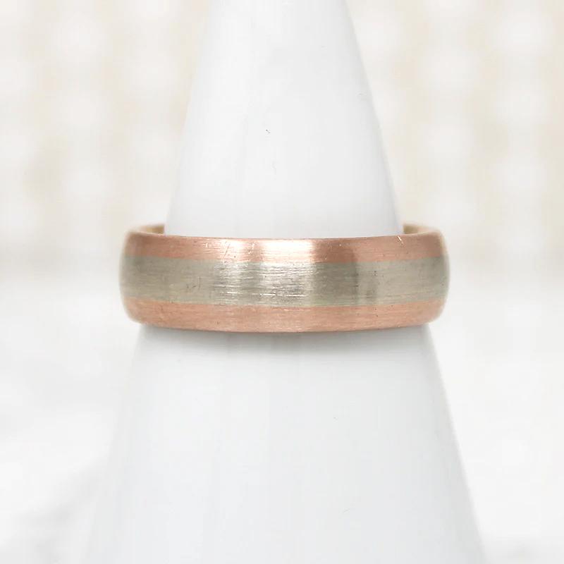 Two-Tone Rose & White Recycled Gold Wedding Band