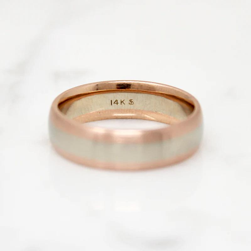 Two-Tone Rose & White Recycled Gold Wedding Band