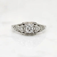 Deco Diamond Hearts & Flowers Platinum Engagement Ring