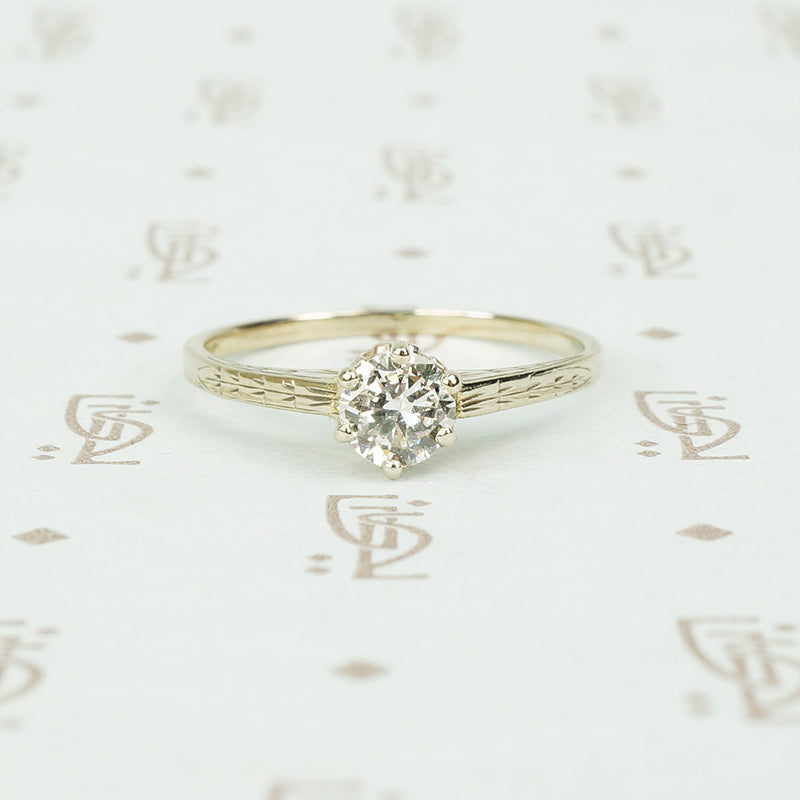 1920's white gold and diamond solitaire engagement ring