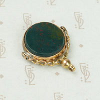 Classic English Chain Fob Bloodstone in Gold