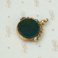 Classic English Chain Fob Bloodstone in Gold