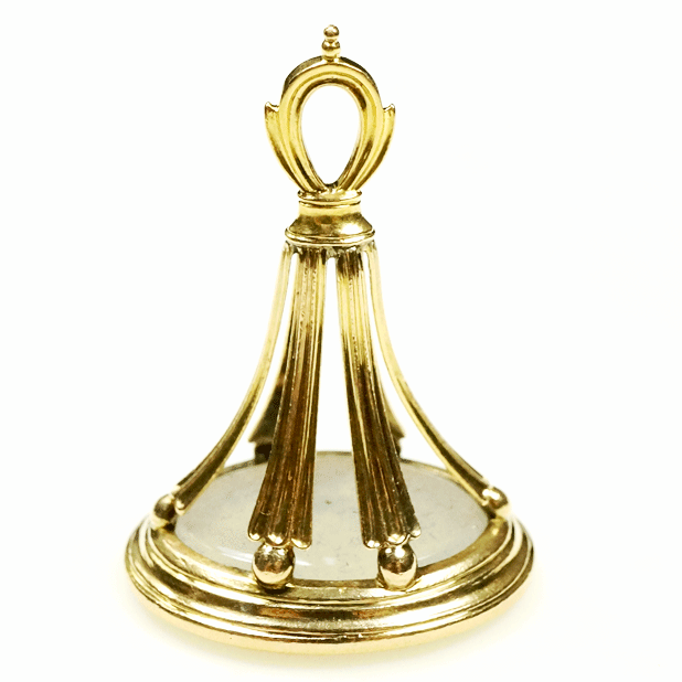 18k Gold & Chalcedony Victorian Fob Seal with Coat of Arms
