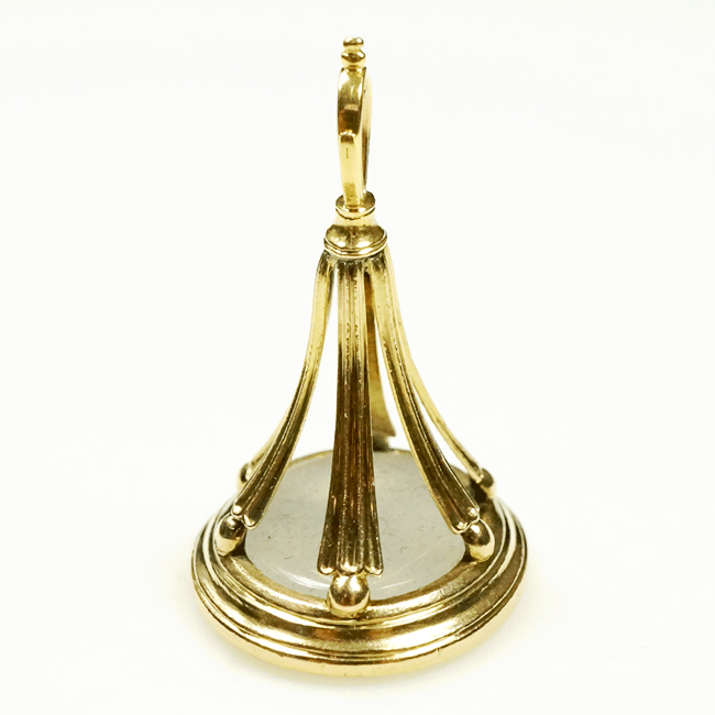 18k Gold & Chalcedony Victorian Fob Seal with Coat of Arms