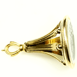 18k Gold & Chalcedony Victorian Fob Seal with Coat of Arms