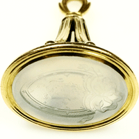 18k Gold & Chalcedony Victorian Fob Seal with Coat of Arms