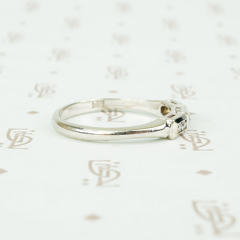 Channel Set Diamond Retro White Gold Band
