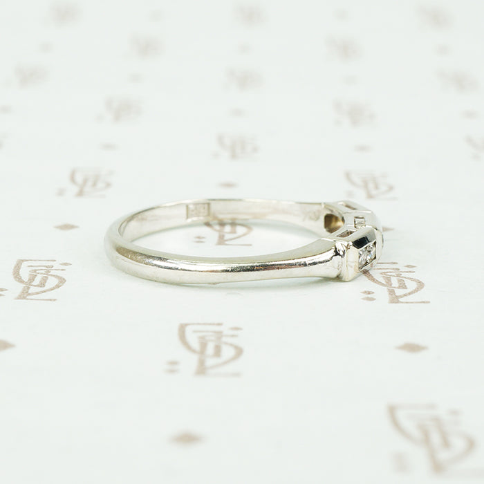Channel Set Diamond Retro White Gold Band