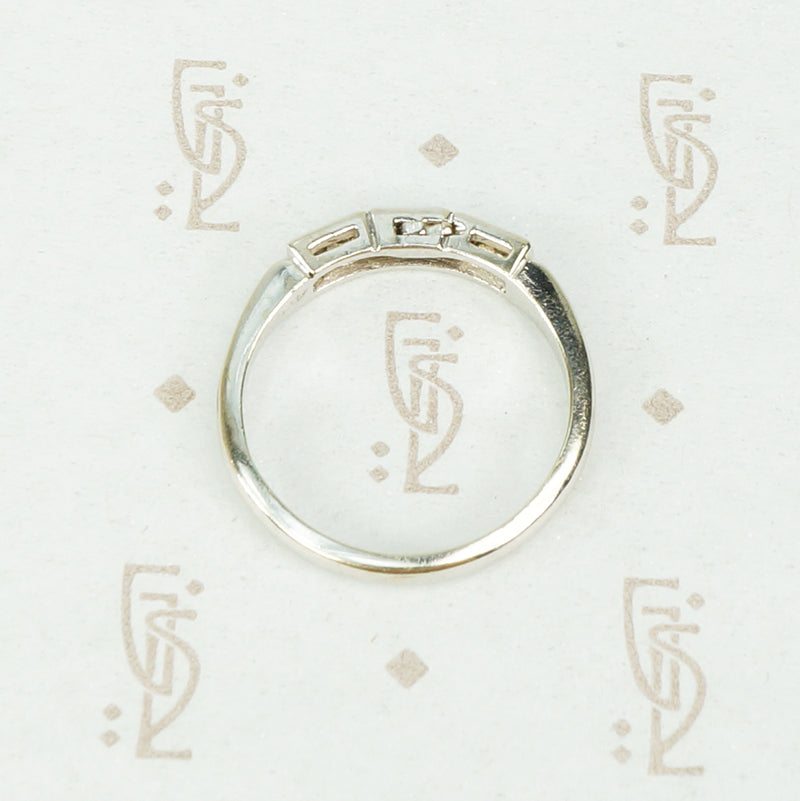 Channel Set Diamond Retro White Gold Band
