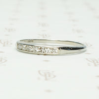 Channel Set Vintage White Gold Diamond Band