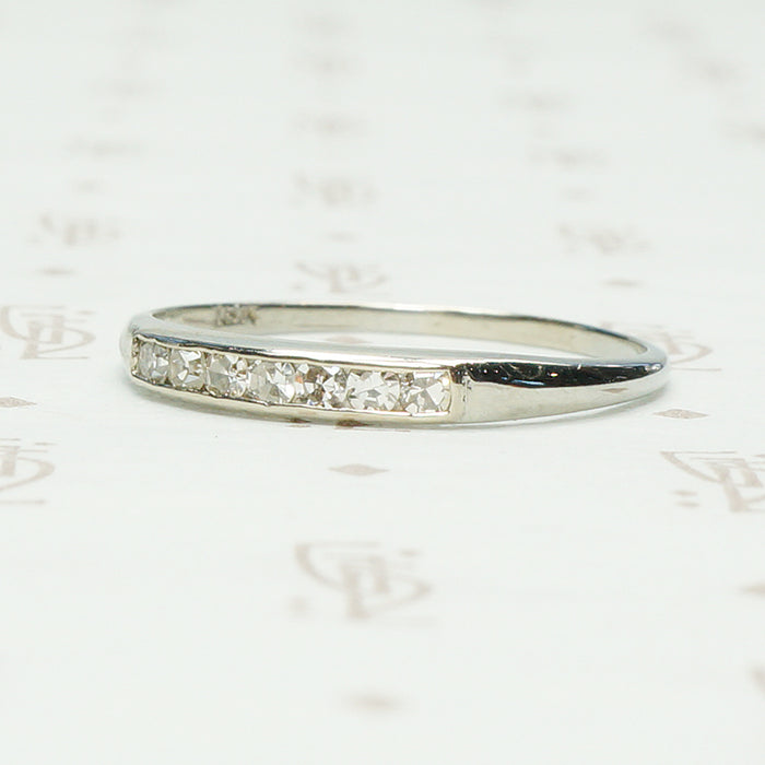 Channel Set Vintage White Gold Diamond Band