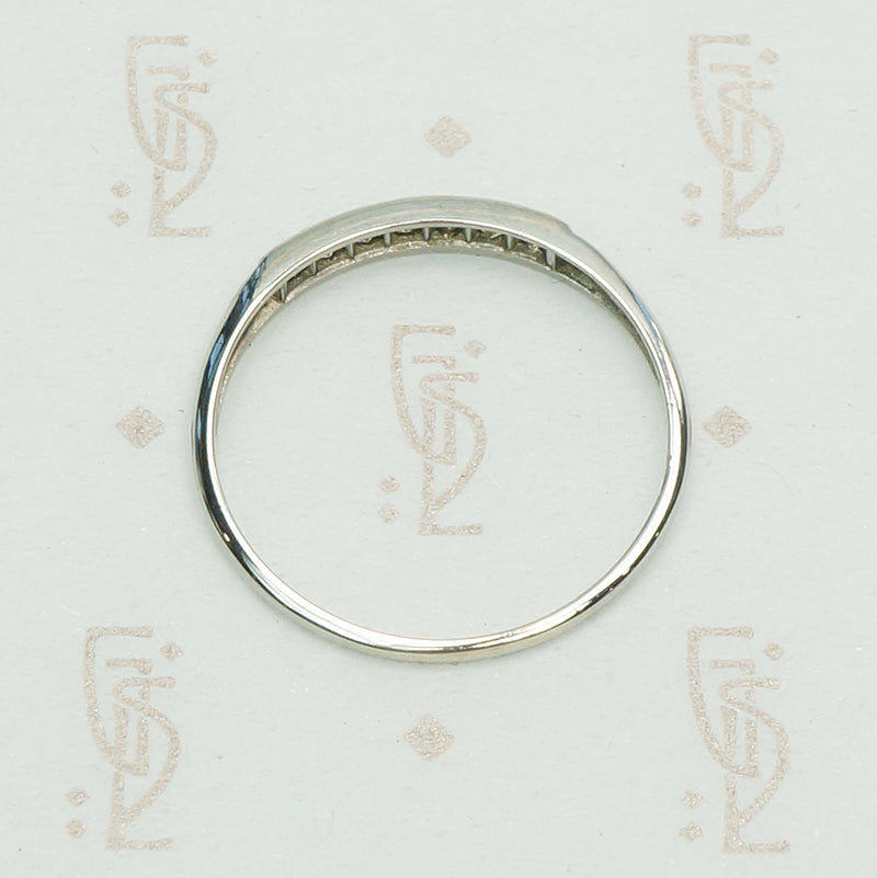 Channel Set Vintage White Gold Diamond Band