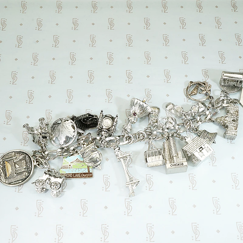 Vintage Charm Bracelet with Twenty Charms