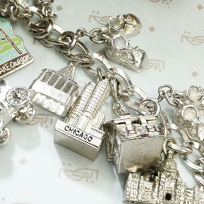 Vintage Charm Bracelet with Twenty Charms