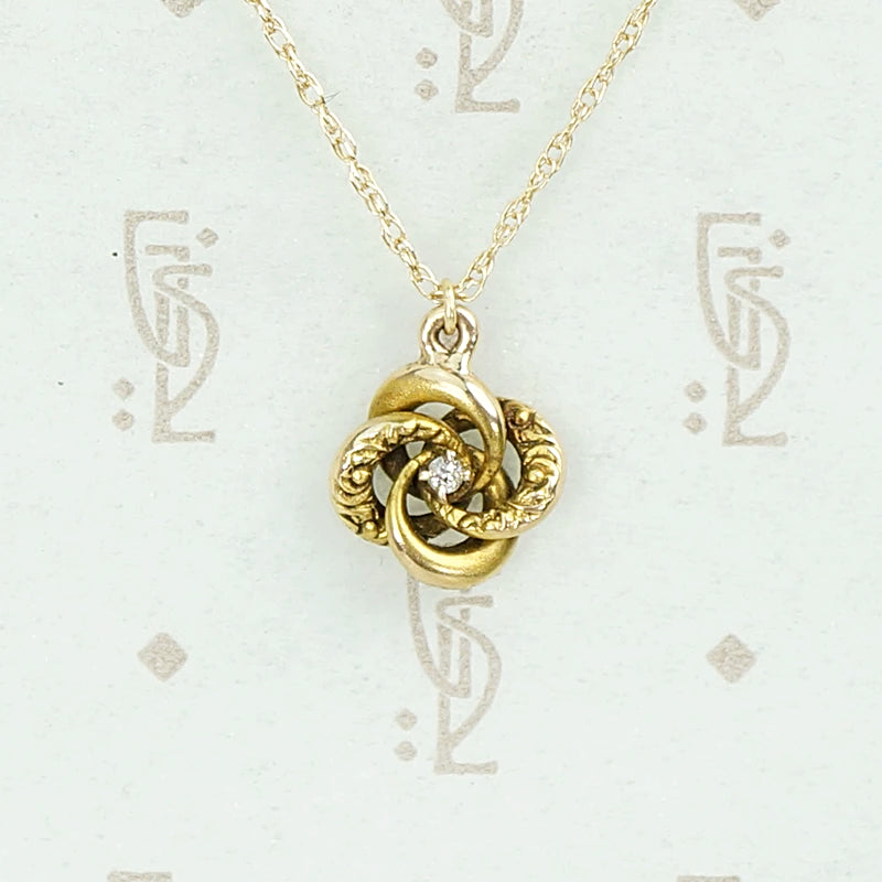 Antique Gold Love Knot Diamond Pendant