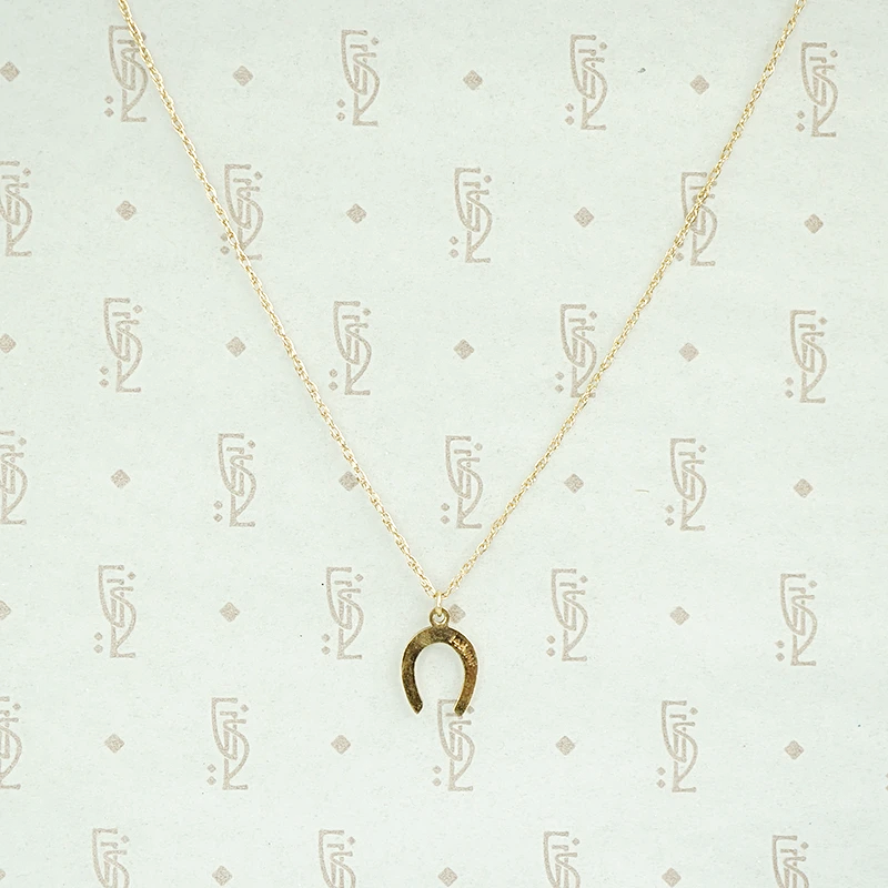 Tiny Lucky Horseshoe Gold Charm Pendant