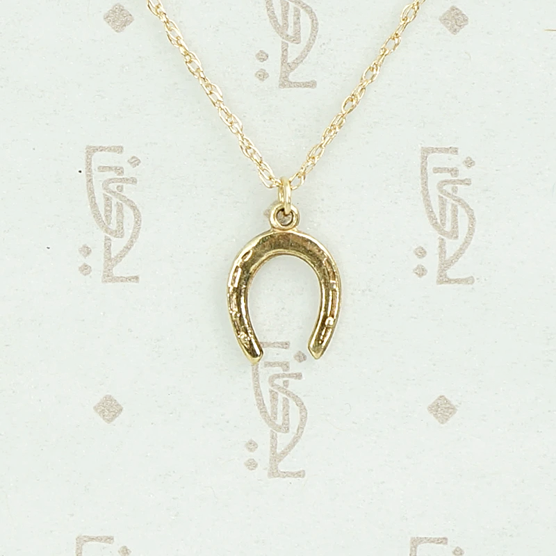 Tiny Lucky Horseshoe Gold Charm Pendant