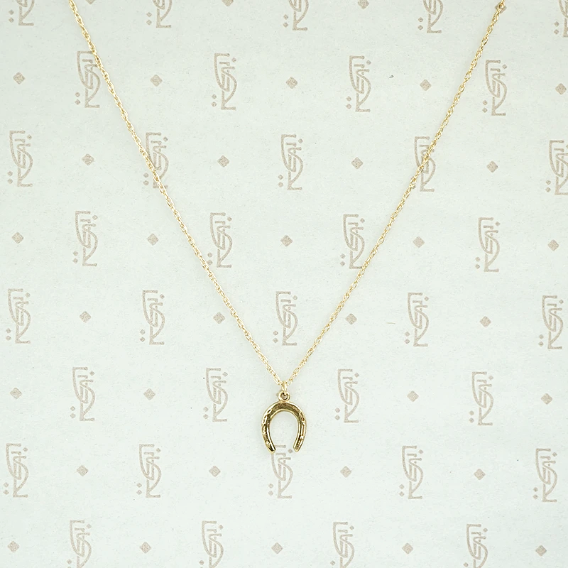 Tiny Lucky Horseshoe Gold Charm Pendant