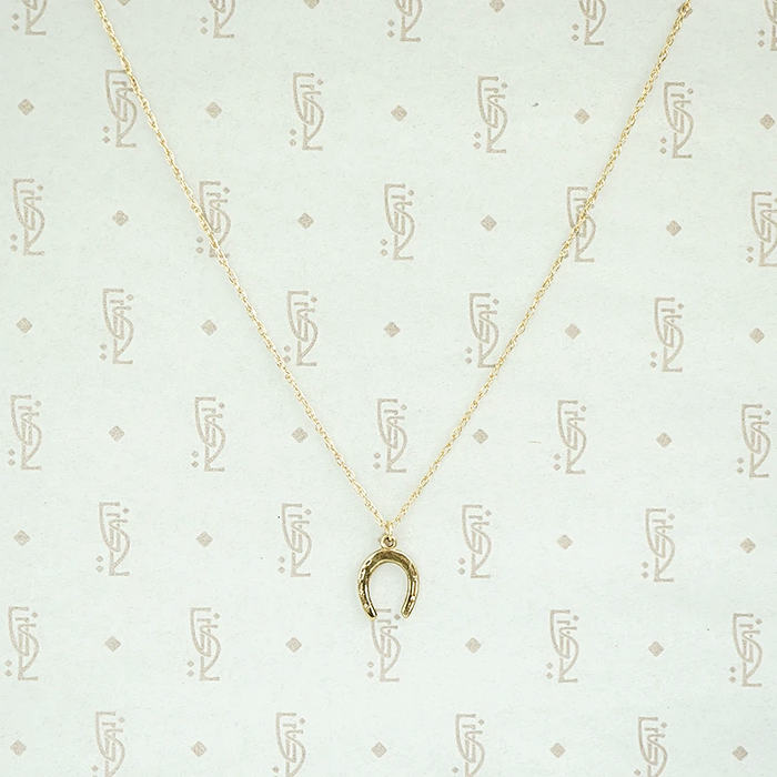 Tiny Lucky Horseshoe Gold Charm Pendant
