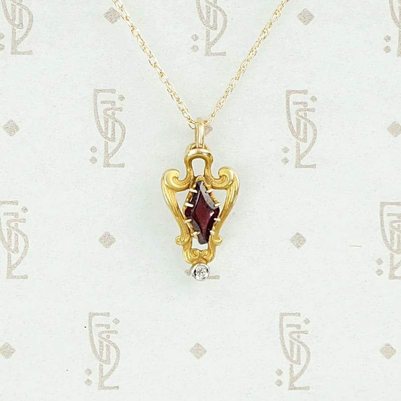 Turn of the Century Gold and Garnet Pendant