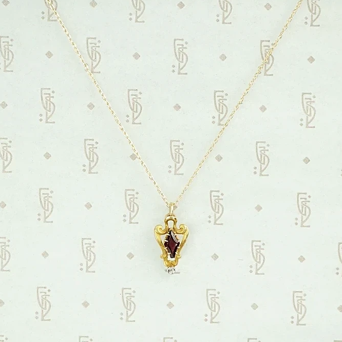 Turn of the Century Gold and Garnet Pendant