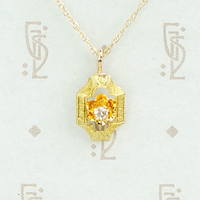 Beautifully Engraved Art Deco Gold and Diamond Pendant