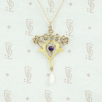 Amethyst and Pearl Acanthus Leaf Pendant