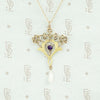 Amethyst and Pearl Acanthus Leaf Pendant