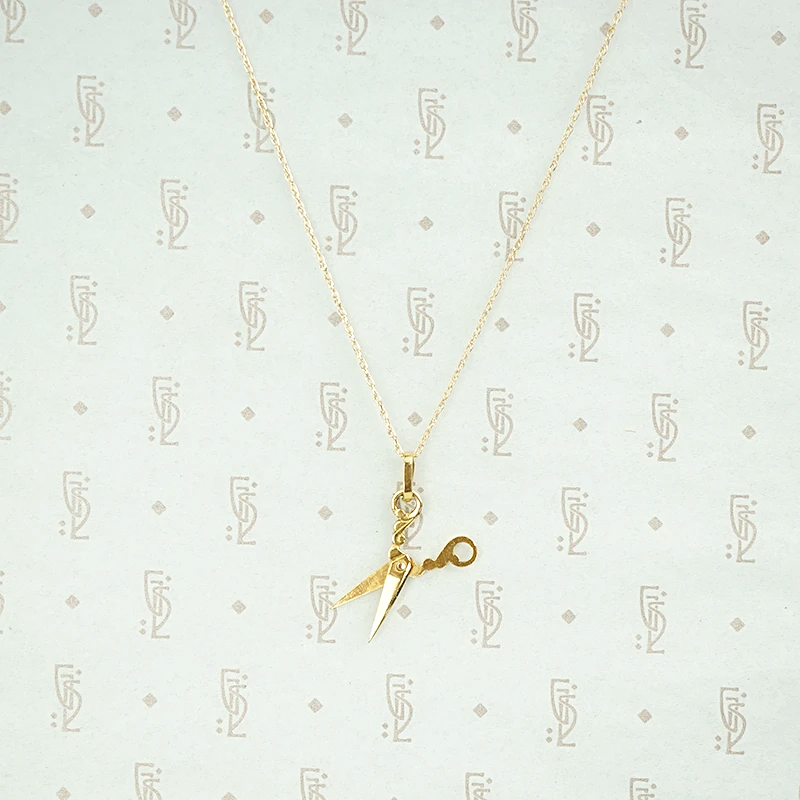 Wee Gold Scissors Charm Necklace