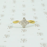 platinum on 18k yellow gold diamond checker ring