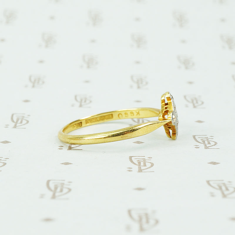 platinum on 18k yellow gold diamond checker ring side view