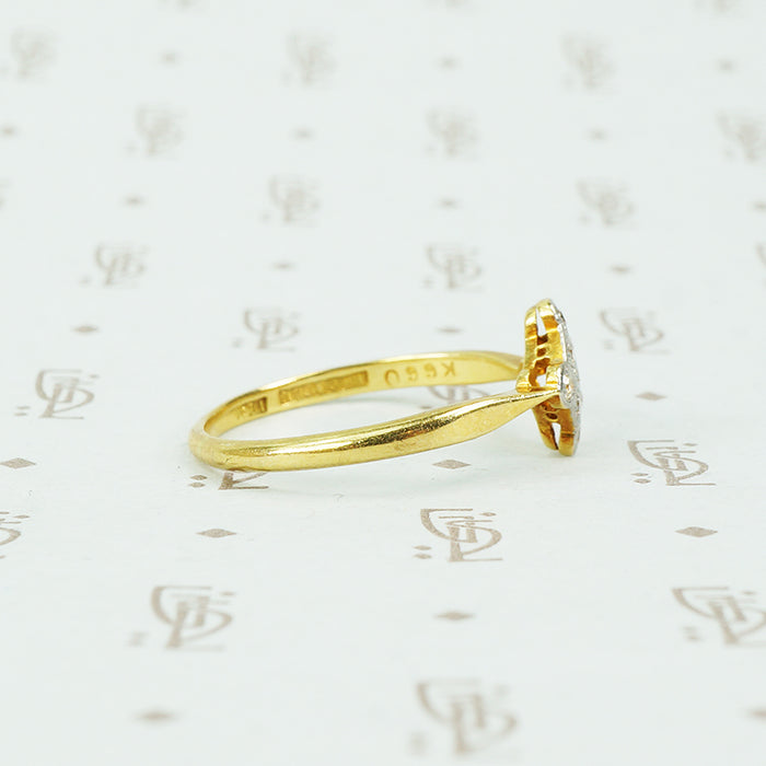 platinum on 18k yellow gold diamond checker ring side view
