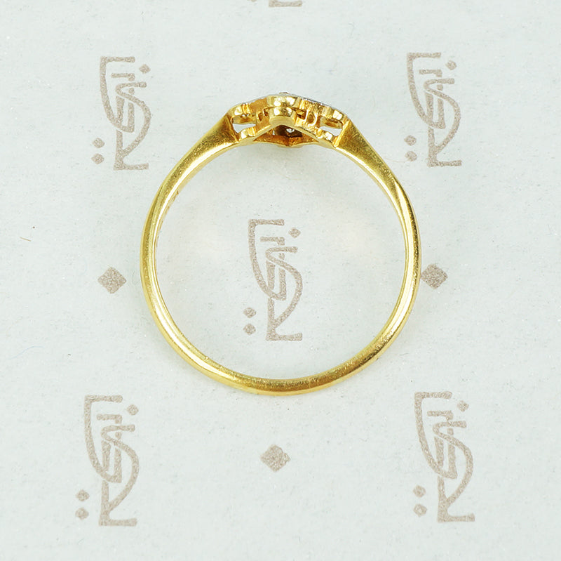 platinum on 18k yellow gold diamond checker ring side view
