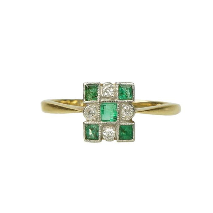 Vintage Emerald and Diamond Deco Ring