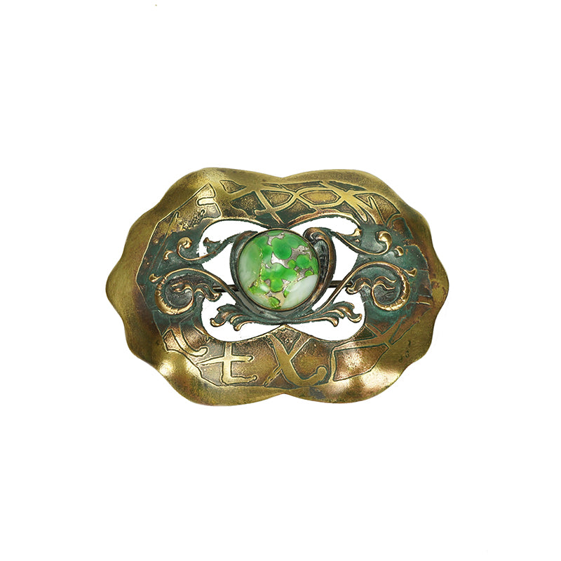 edwardian sash pin chinese style with green gem