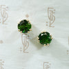 deep green diopside gems in 14k yellow gold stud earrings